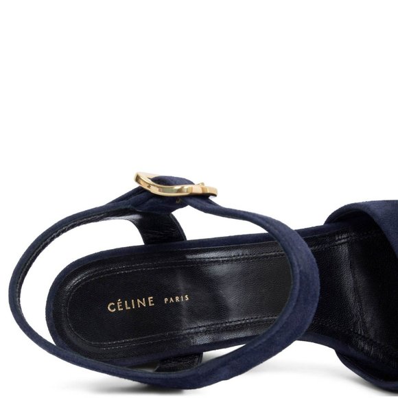 Céline by Phoebe Philo 2016 Block Heel Sandals Navy Suede size 40 - Picture 3 of 11